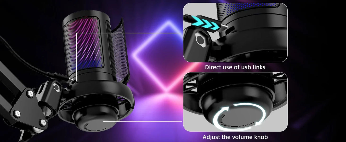 RGB gaming microphone with cardioid pickup - Dude Essentials