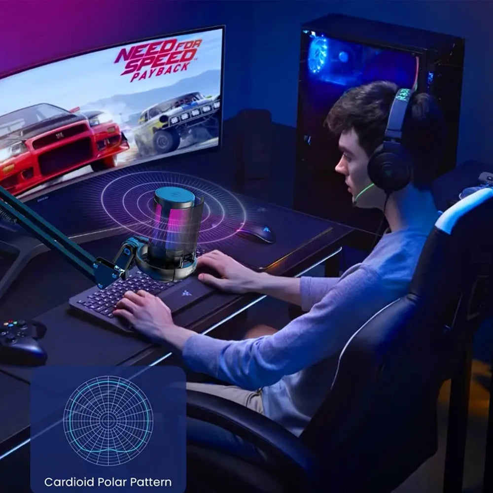 RGB gaming microphone with cardioid pickup - Dude Essentials