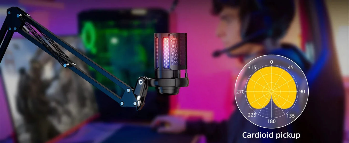 RGB gaming microphone with cardioid pickup - Dude Essentials