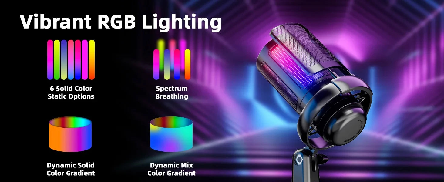 RGB gaming microphone with cardioid pickup - Dude Essentials