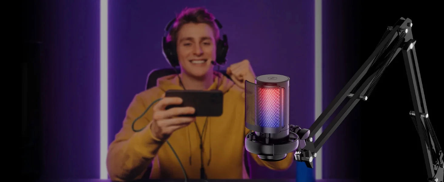 RGB gaming microphone with cardioid pickup - Dude Essentials