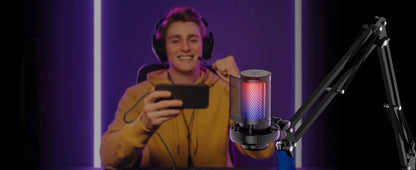 RGB gaming microphone with cardioid pickup - Dude Essentials