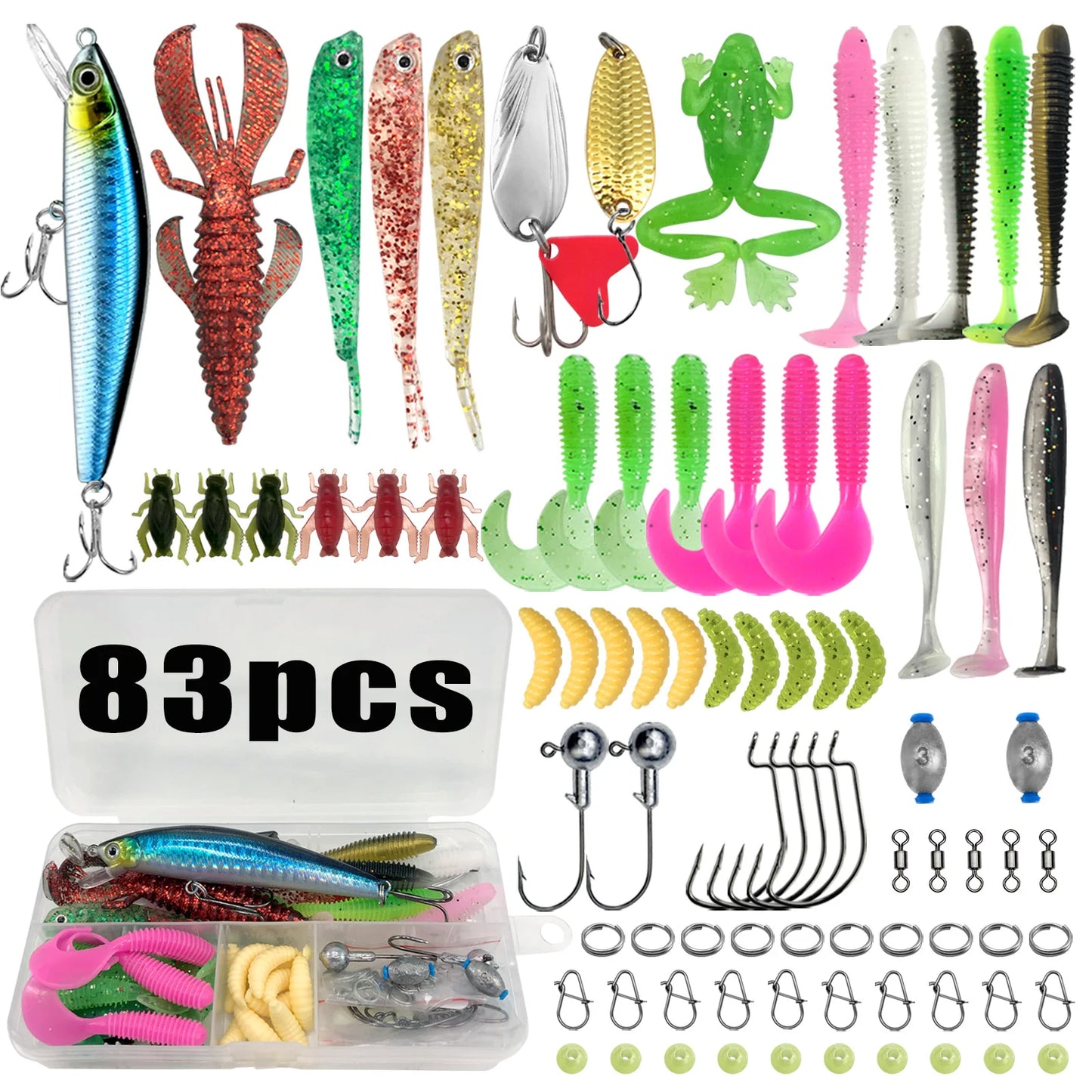 Fishing 83/133/193/239/409pcs Fishing Lure Kit For Trout/Pike/Bass - Dude Essentials