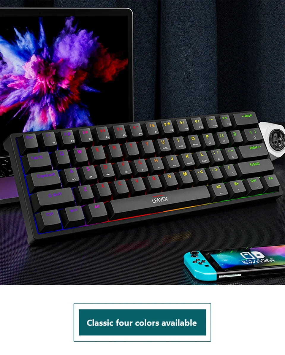 K620 Mini Gaming Mechanical Keyboard 61 Keys RGB Hotswap Type-C Wired - Dude Essentials