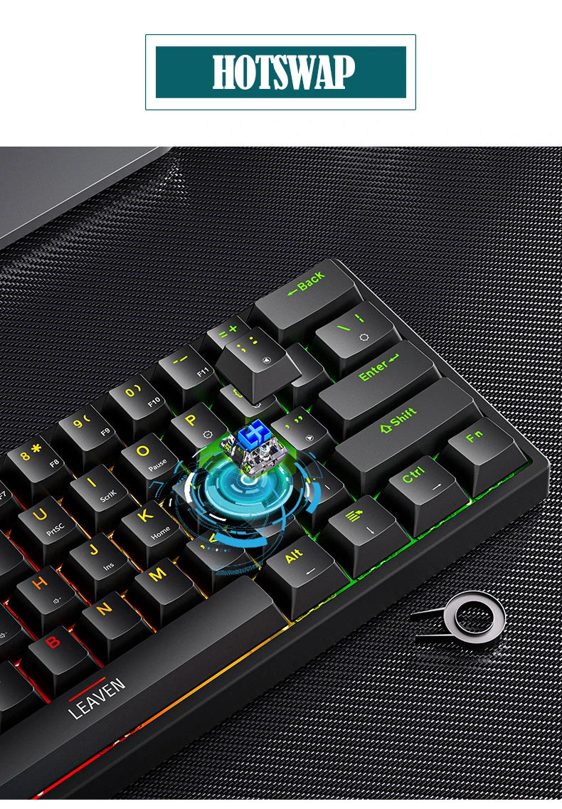 K620 Mini Gaming Mechanical Keyboard 61 Keys RGB Hotswap Type-C Wired - Dude Essentials