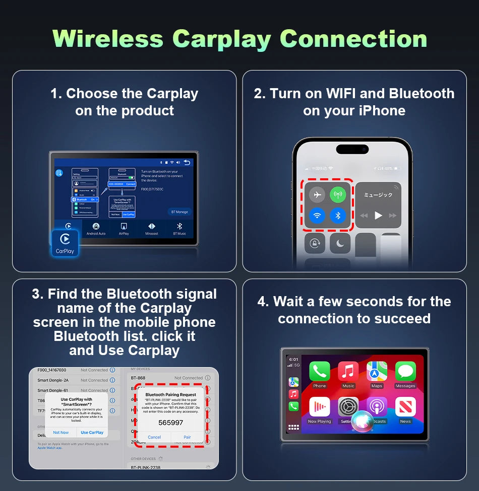 7 inch Portable Multimedia Player Carplay AI Screen IPS Touch Screen GPS Navigation Bluetooth Support - Dude Essentials