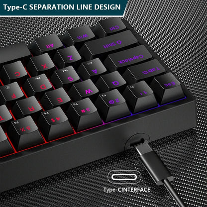 K620 Mini Gaming Mechanical Keyboard 61 Keys RGB Hotswap Type-C Wired - Dude Essentials