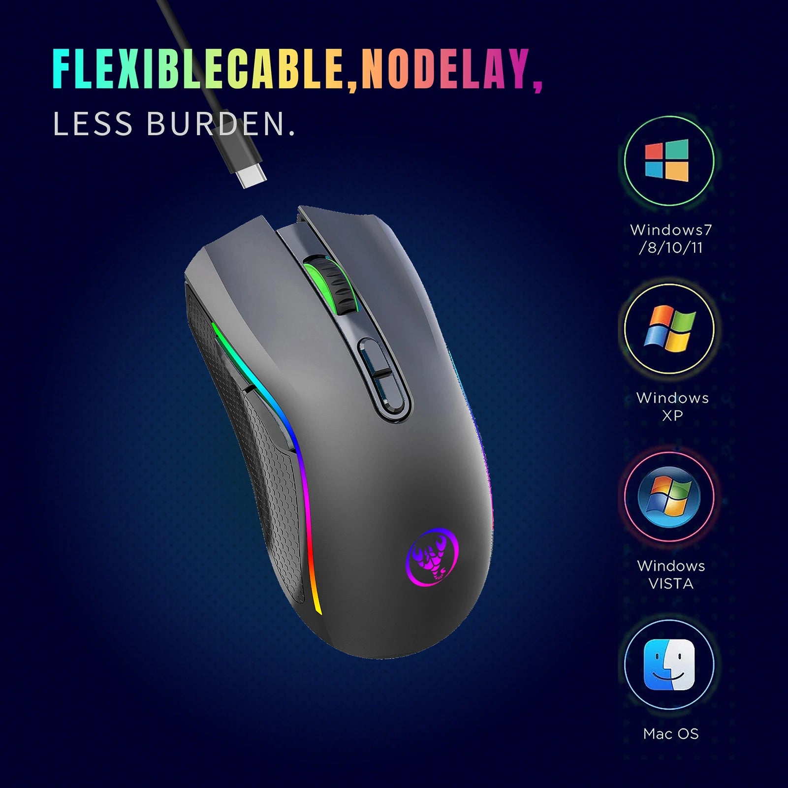 HXSJ T69 2.4G Wireless Mechanical Mouse RGB Gaming Mouse - Dude Essentials