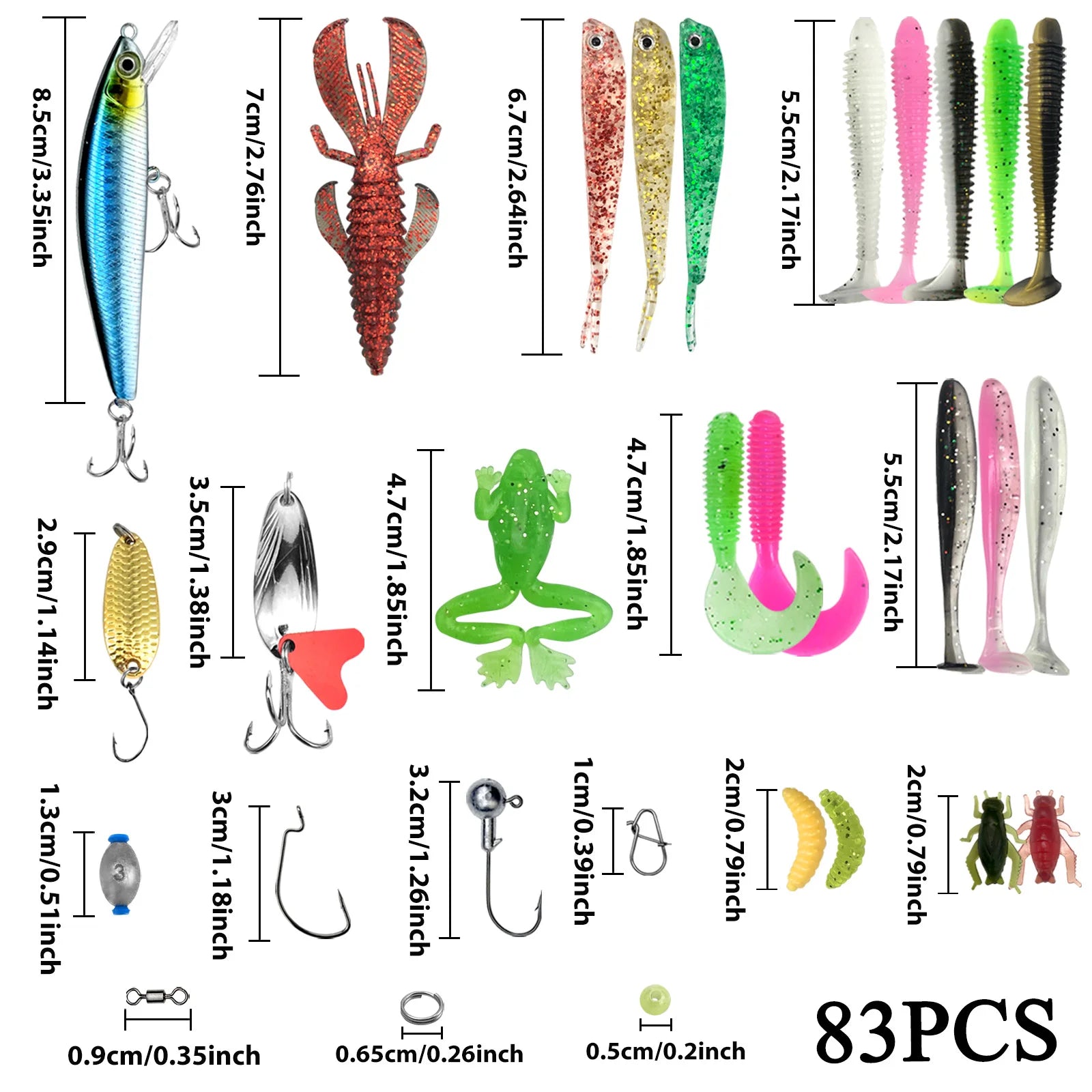 Fishing 83/133/193/239/409pcs Fishing Lure Kit For Trout/Pike/Bass - Dude Essentials