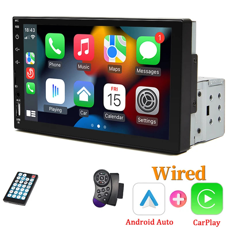 7“ Car Radio 1 Din Carplay Multimedia MP5 Player HD Touch Screen - Dude Essentials