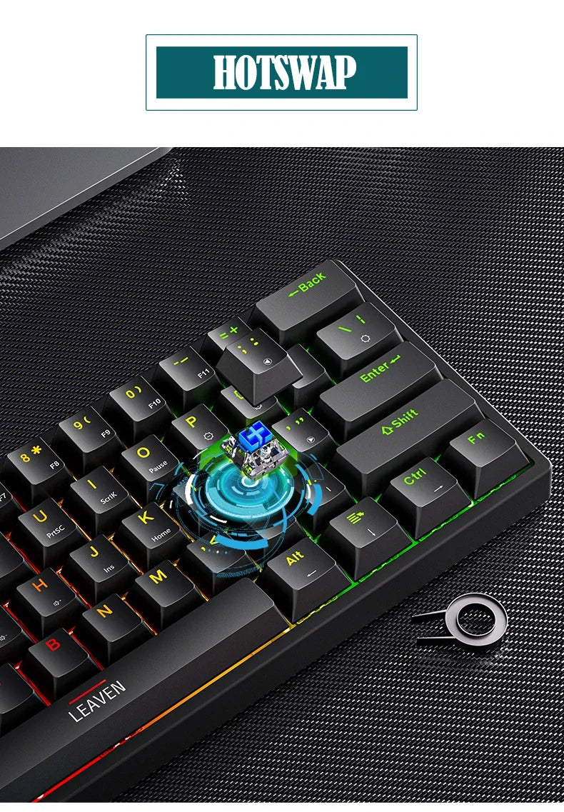 K620 Mini Gaming Mechanical Keyboard 61 Keys RGB Hotswap Type-C Wired - Dude Essentials
