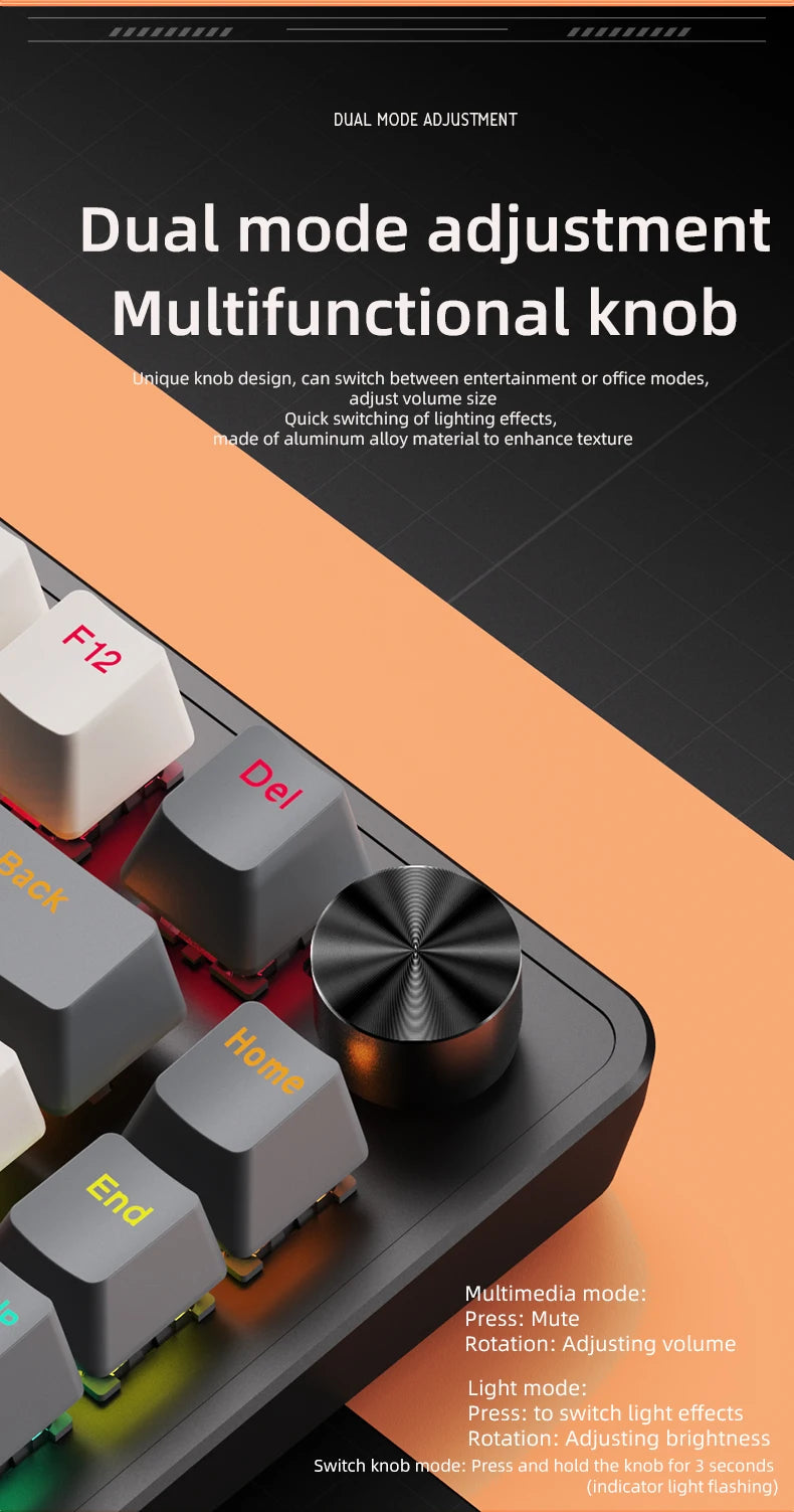 75% Mechanical Keyboard Wired with Media Knob, APAYADO Black Gaming Keyboard - Dude Essentials