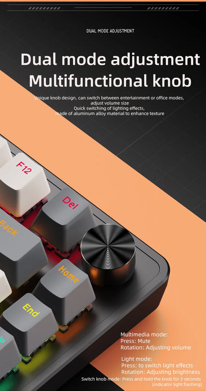 75% Mechanical Keyboard Wired with Media Knob, APAYADO Black Gaming Keyboard - Dude Essentials