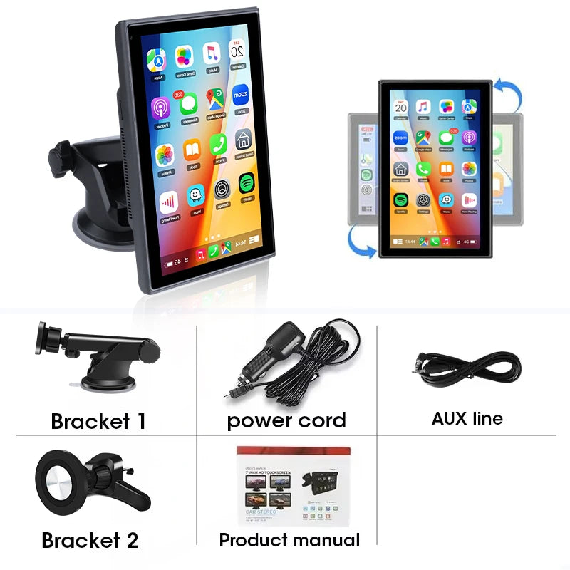 7 inch Portable Multimedia Player Carplay AI Screen IPS Touch Screen GPS Navigation Bluetooth Support - Dude Essentials