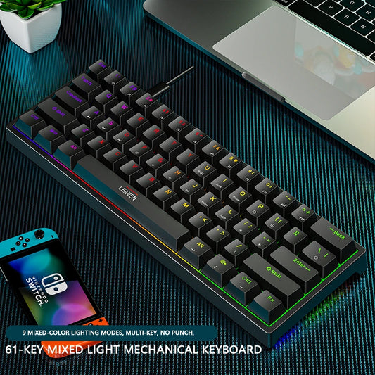 K620 Mini Gaming Mechanical Keyboard 61 Keys RGB Hotswap Type-C Wired - Dude Essentials
