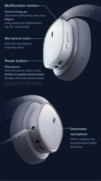 GH02 Wireless Gaming Headsets with Mic Headphones Bluetooth 5.3