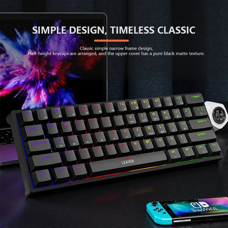 K620 Mini Gaming Mechanical Keyboard 61 Keys RGB Hotswap Type-C Wired - Dude Essentials