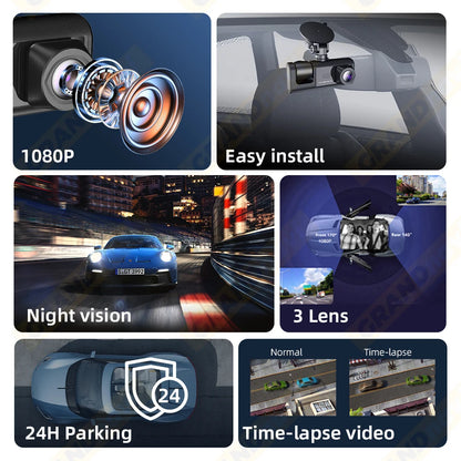 Dash Cam WIFI APP Car DVR 3 Channel - Dude Essentials