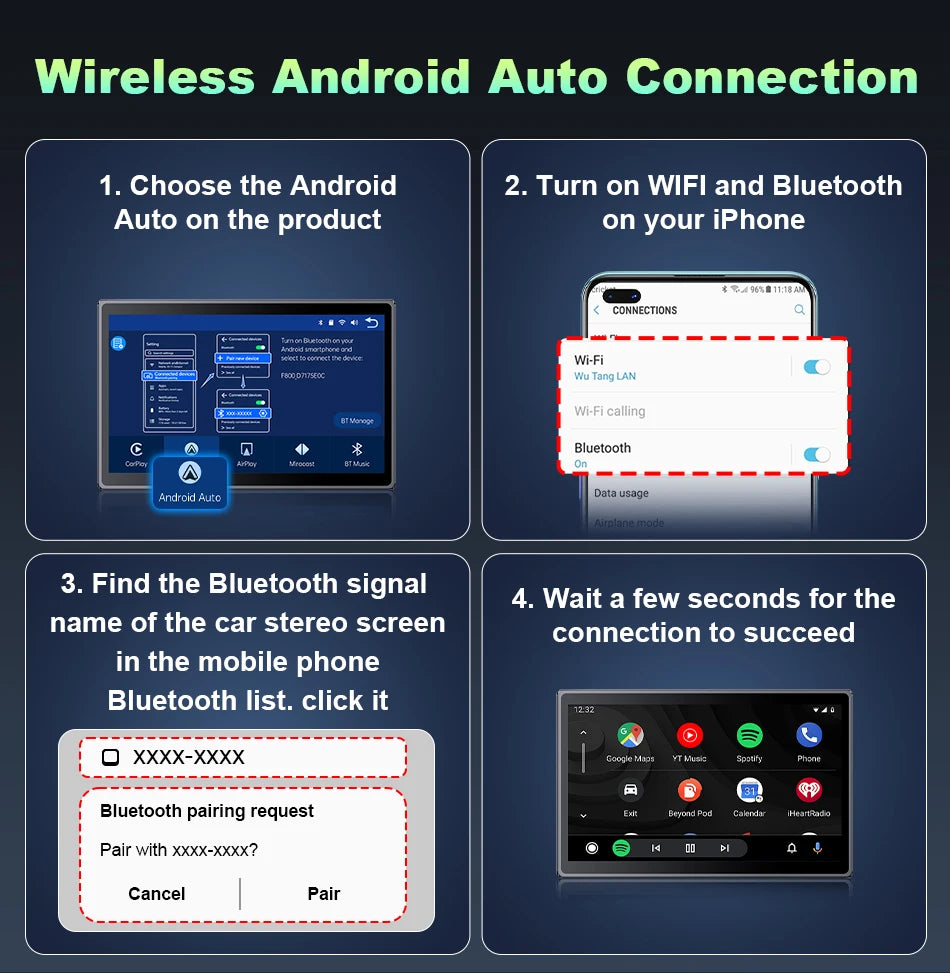 7 inch Portable Multimedia Player Carplay AI Screen IPS Touch Screen GPS Navigation Bluetooth Support - Dude Essentials