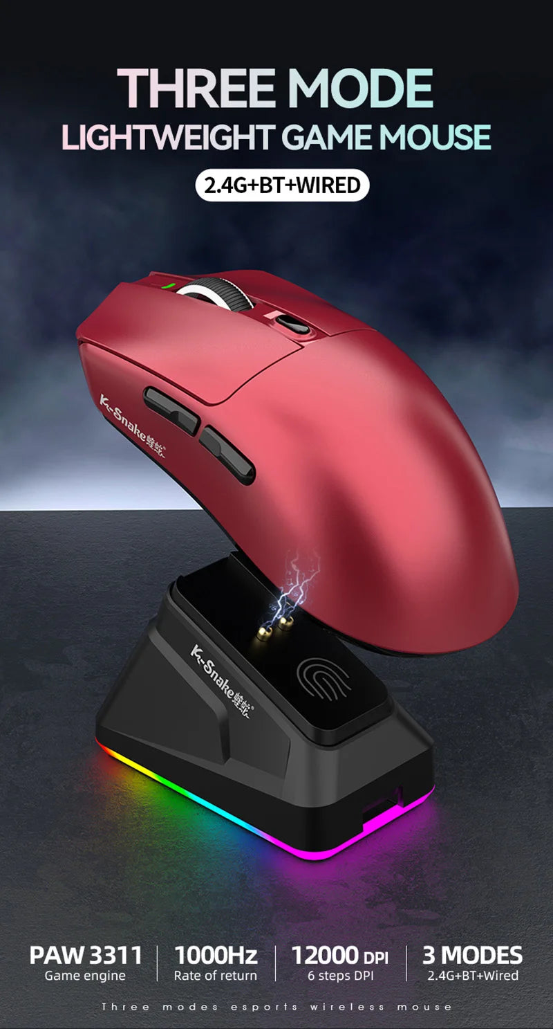 Lightweight Esports Gaming Mouse With Three-mode Wireless Bluetooth Charging - Dude Essentials
