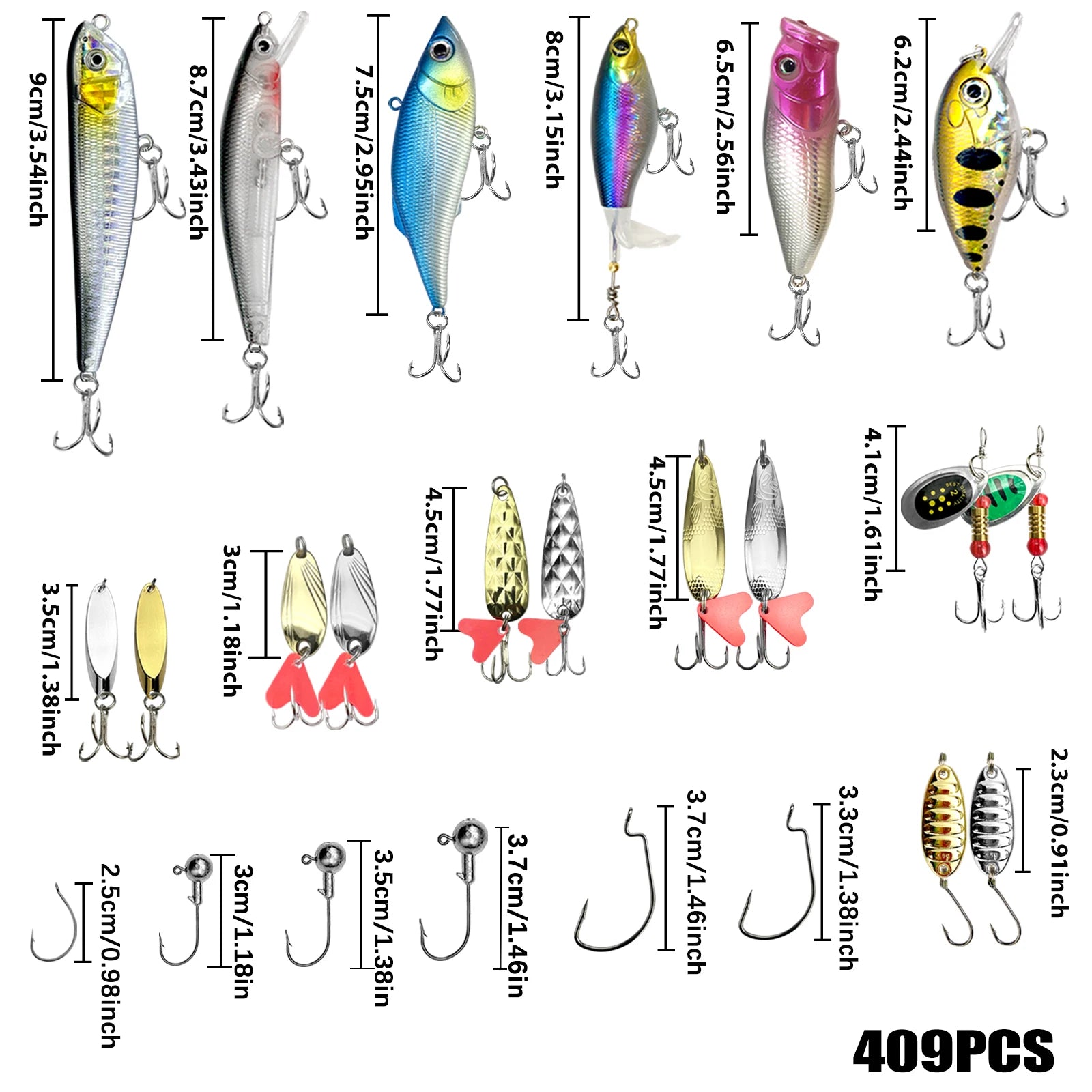 Fishing 83/133/193/239/409pcs Fishing Lure Kit For Trout/Pike/Bass - Dude Essentials