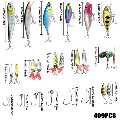 Fishing 83/133/193/239/409pcs Fishing Lure Kit For Trout/Pike/Bass - Dude Essentials