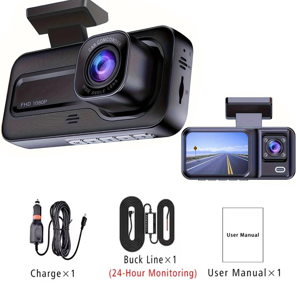 Dash Cam 1080P Car DVR Cam 2-lens Front Inside Night Vision Loop Recording Dash Recorder Wide Angle Recording - Dude Essentials