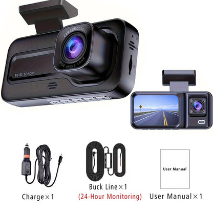 Dash Cam 1080P Car DVR Cam 2-lens Front Inside Night Vision Loop Recording Dash Recorder Wide Angle Recording - Dude Essentials