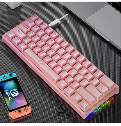 K620 Mini Gaming Mechanical Keyboard 61 Keys RGB Hotswap Type-C Wired - Dude Essentials