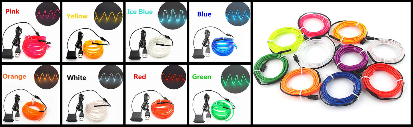 5M Car Interior Led Strip Light Neon EL Wiring Decorative Lamp - Dude Essentials