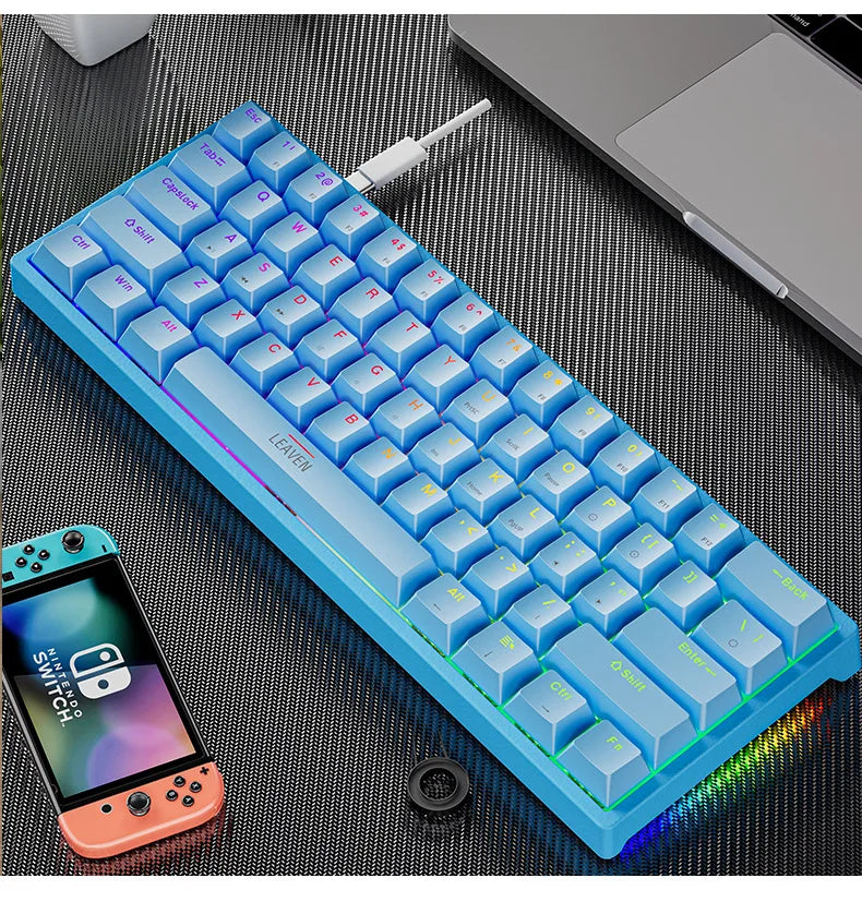 K620 Mini Gaming Mechanical Keyboard 61 Keys RGB Hotswap Type-C Wired - Dude Essentials