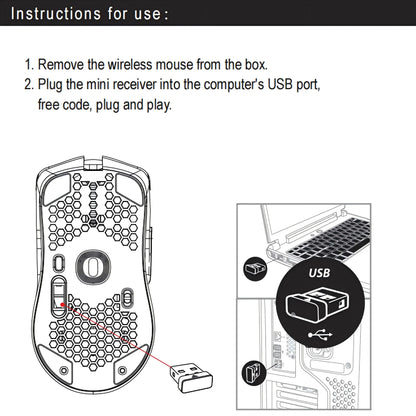 2.4G Wireless Gaming Mouse with RGB Lighting, Rechargeable Battery, Honeycomb Design - Dude Essentials