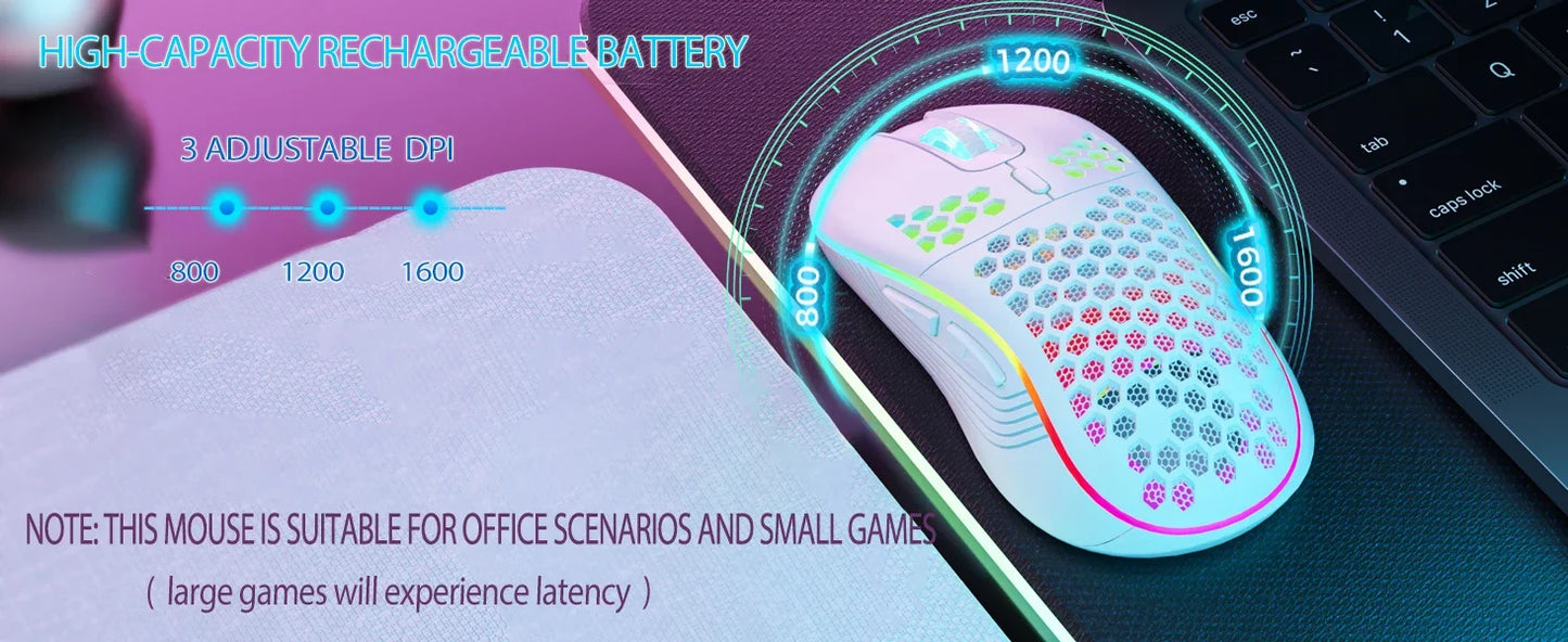 2.4G Wireless Gaming Mouse RGB Lighting Charging Mouse - Dude Essentials