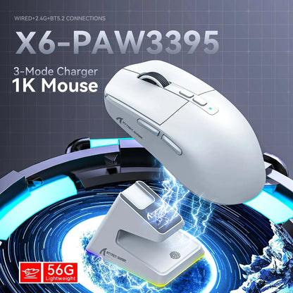X6 Lightweight Wireless Gaming Mouse with 3 Mode Wired 2.4G - Dude Essentials