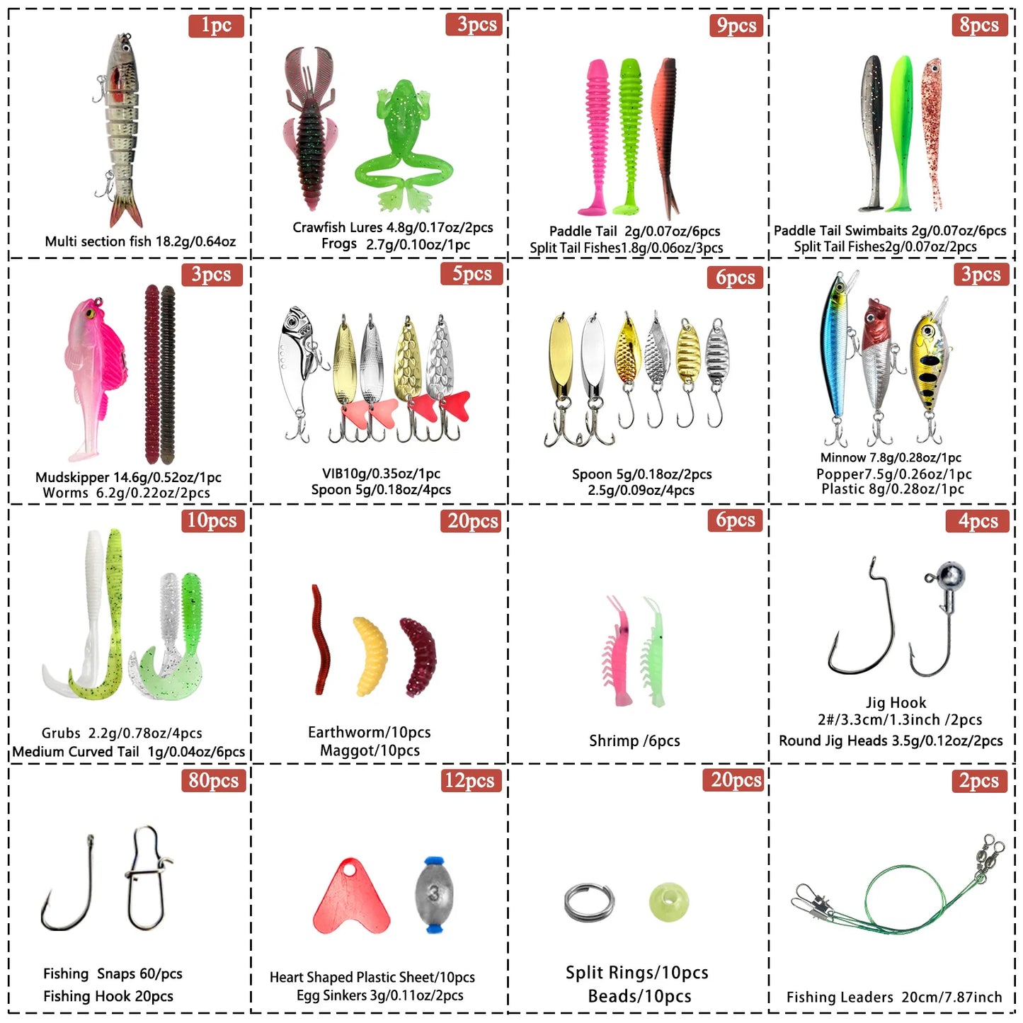 Fishing 83/133/193/239/409pcs Fishing Lure Kit For Trout/Pike/Bass - Dude Essentials