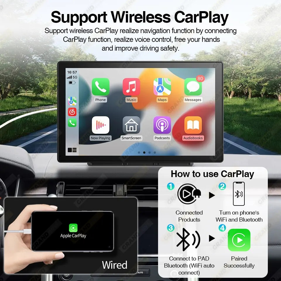 9 inch Car Radio Multimedia Video Player CarPlay Android Auto IPS Touch Screen AUX Input - Dude Essentials