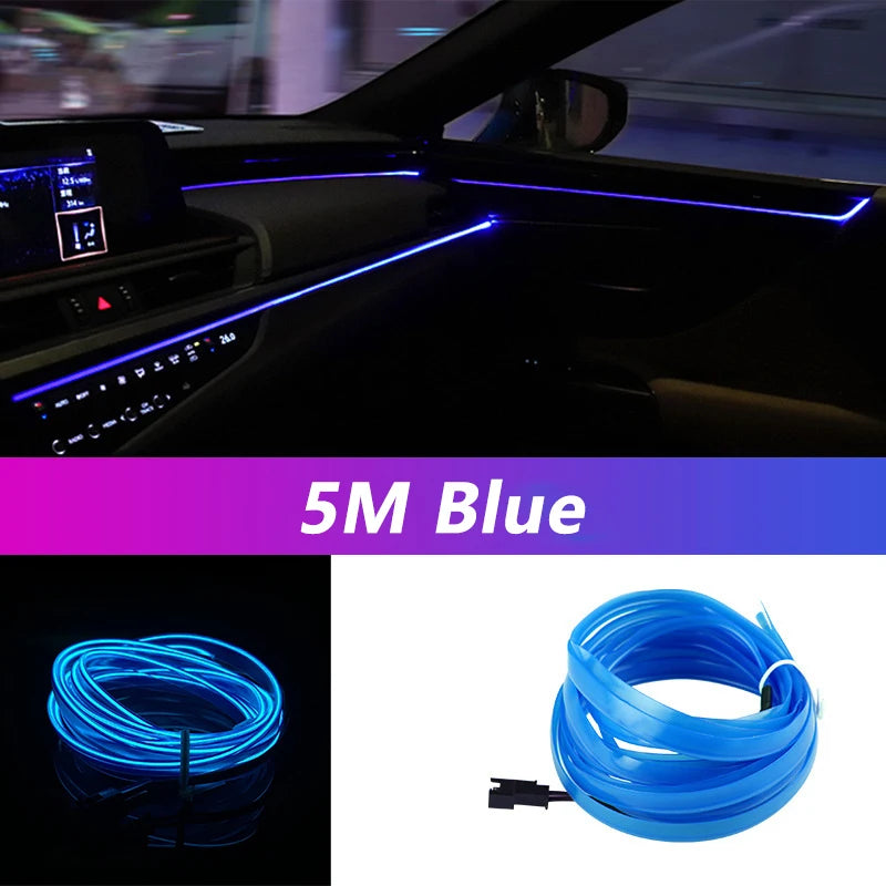 5M Car Interior Led Strip Light Neon EL Wiring Decorative Lamp - Dude Essentials