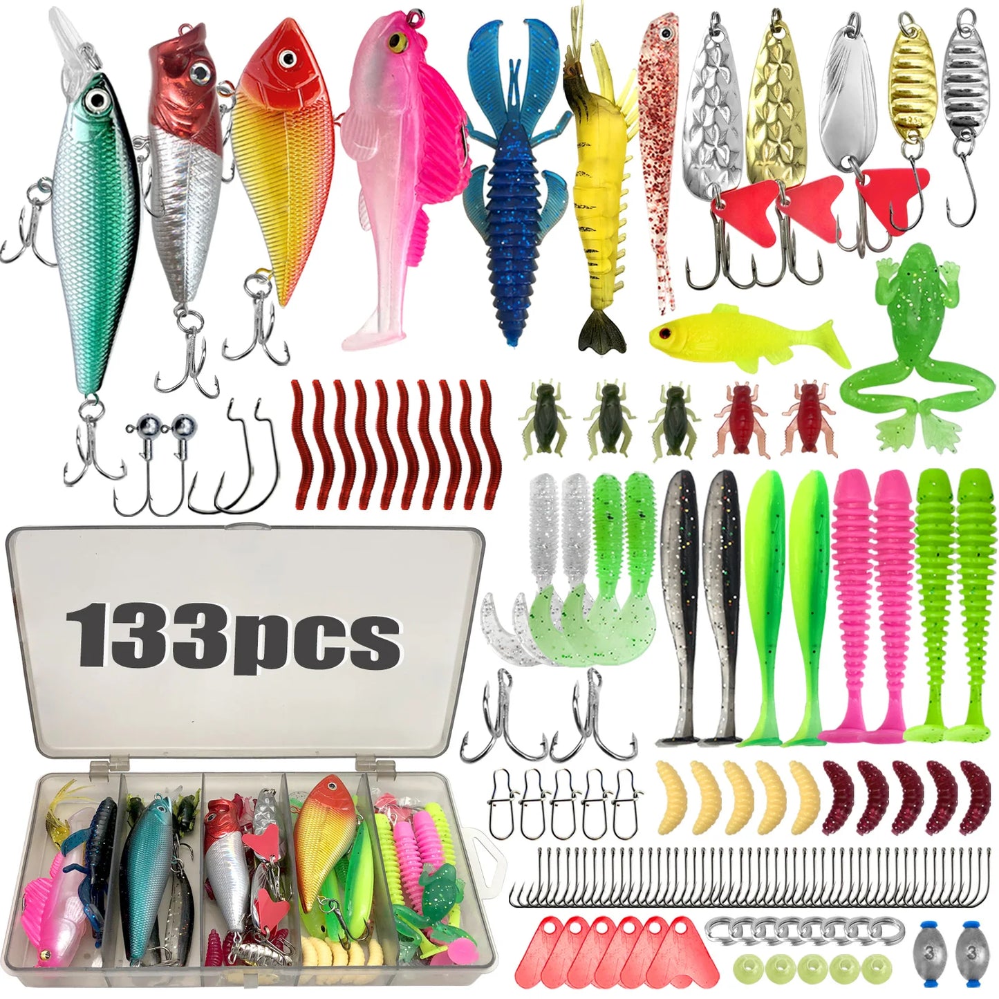Fishing 83/133/193/239/409pcs Fishing Lure Kit For Trout/Pike/Bass - Dude Essentials