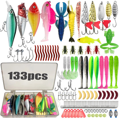 Fishing 83/133/193/239/409pcs Fishing Lure Kit For Trout/Pike/Bass - Dude Essentials