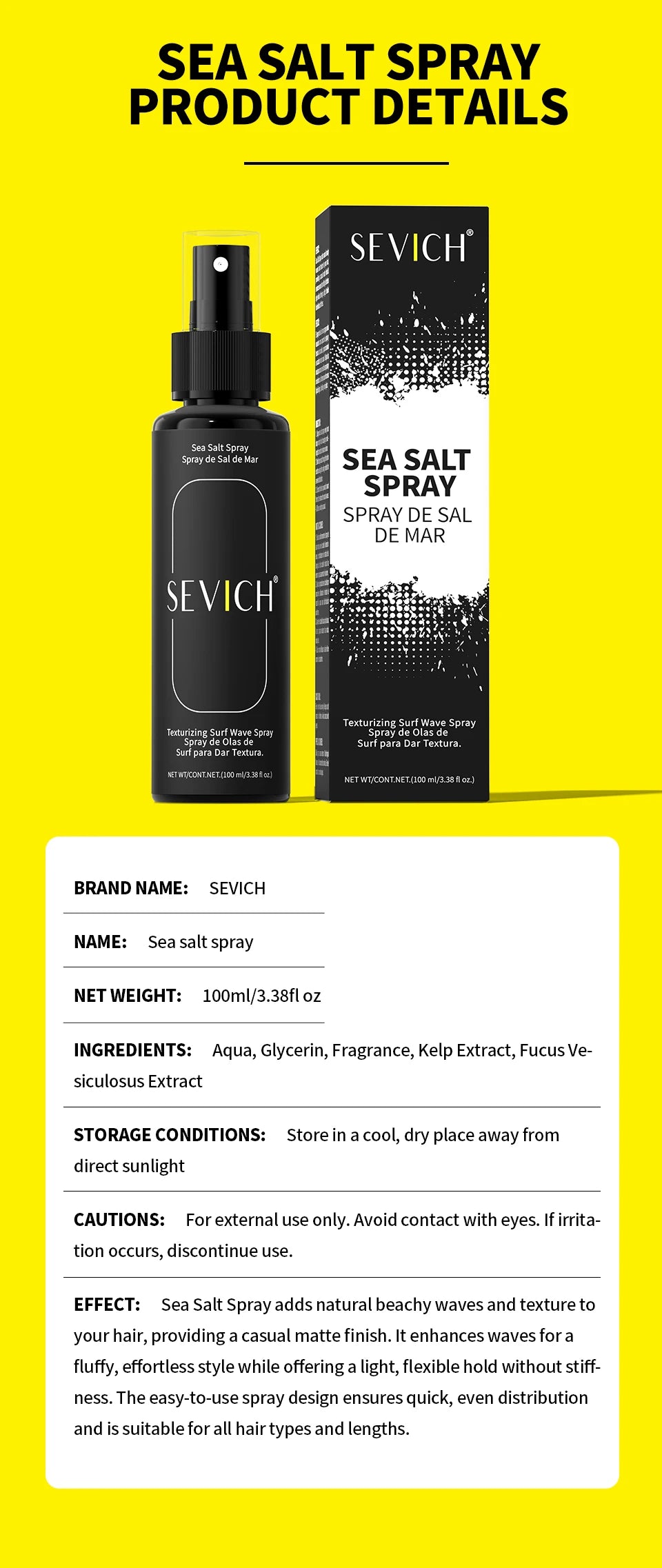100ml Natural Sea Salt Spray For Hair - Dude Essentials