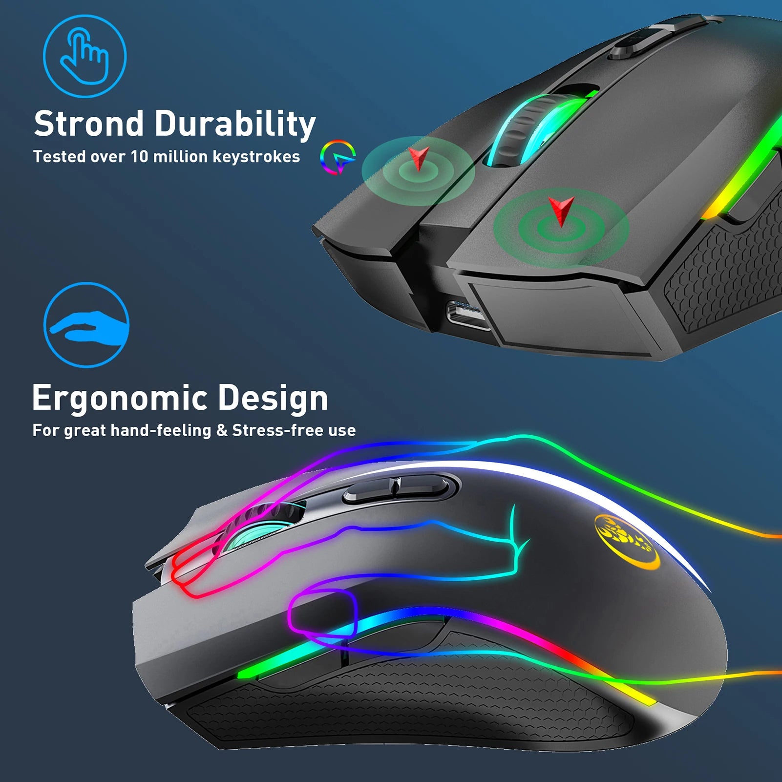 HXSJ T69 2.4G Wireless Mechanical Mouse RGB Gaming Mouse - Dude Essentials