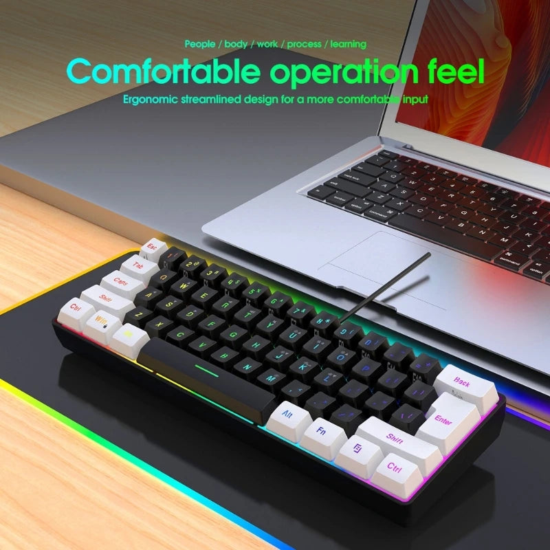 USB Wired Gaming Keyboard 61 Keys Compact Mini Keyboard - Dude Essentials