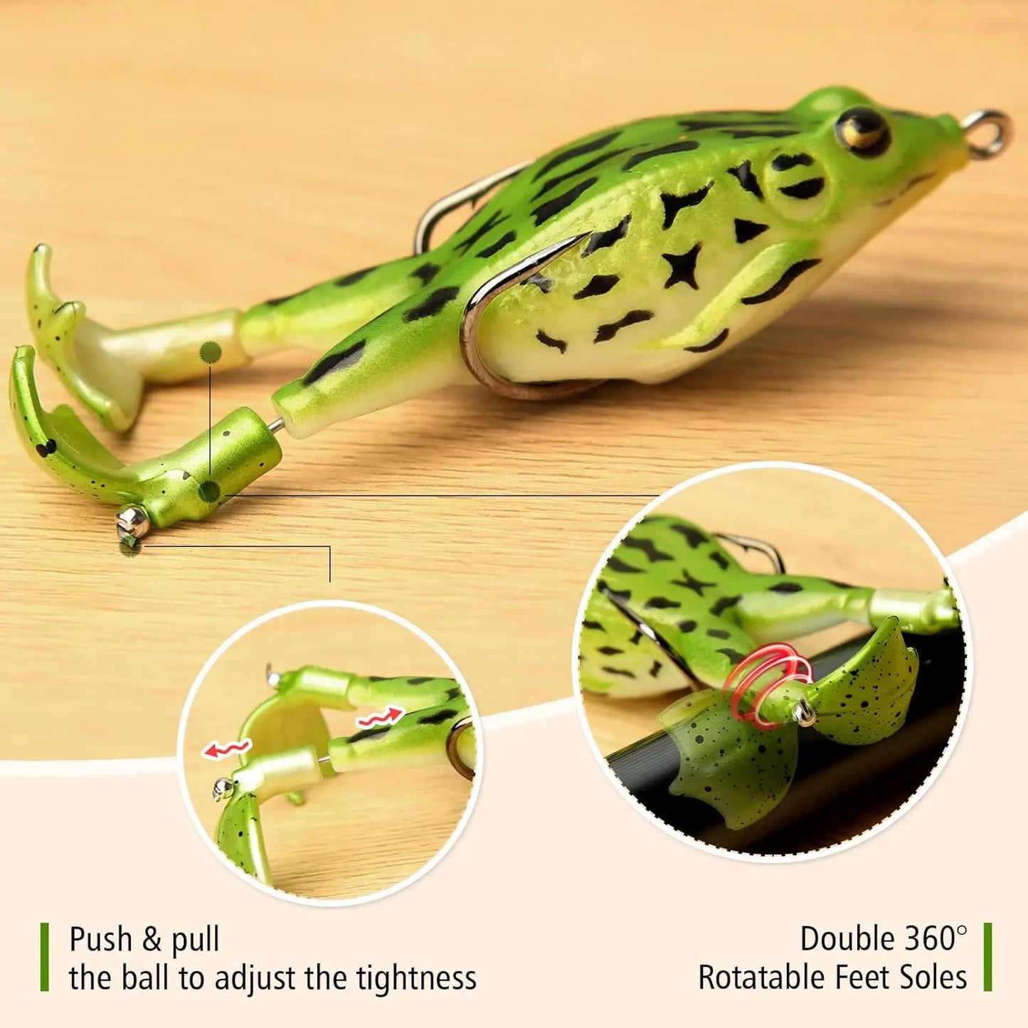 Topwater Frog Lure Bass Trout Fishing Lure/Realistic Prop Frog Soft Swimbait Floating Bait - Dude Essentials