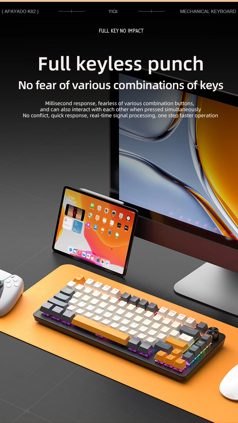 75% Mechanical Keyboard Wired with Media Knob, APAYADO Black Gaming Keyboard - Dude Essentials