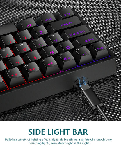 K620 Mini Gaming Mechanical Keyboard 61 Keys RGB Hotswap Type-C Wired - Dude Essentials