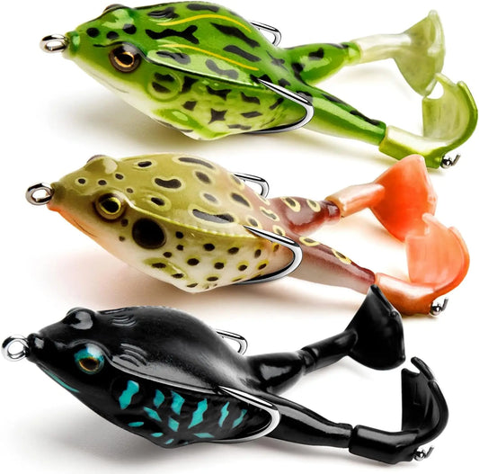 Topwater Frog Lure Bass Trout Fishing Lure/Realistic Prop Frog Soft Swimbait Floating Bait - Dude Essentials