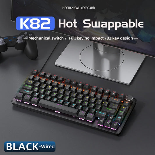 75% Mechanical Keyboard Wired with Media Knob, APAYADO Black Gaming Keyboard - Dude Essentials