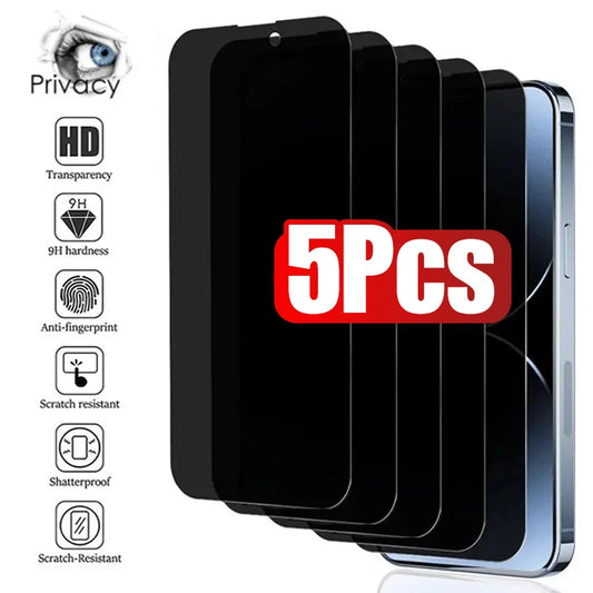 5Pcs Full Cover Anti Spy Screen Protector - Dude Essentials