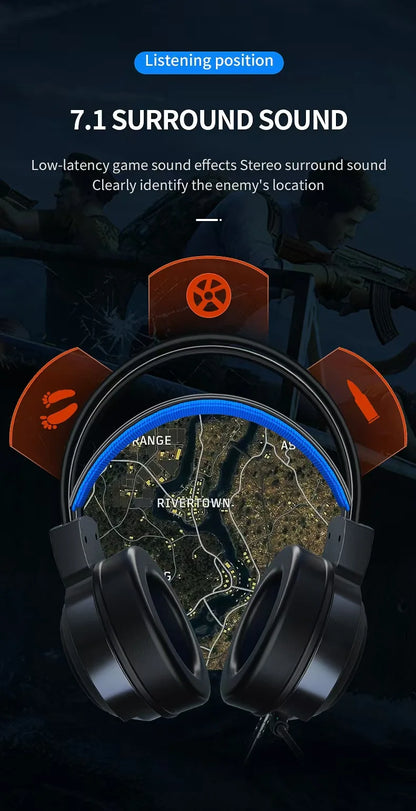 G58 gaming headset gaming wired 7.1 channel
