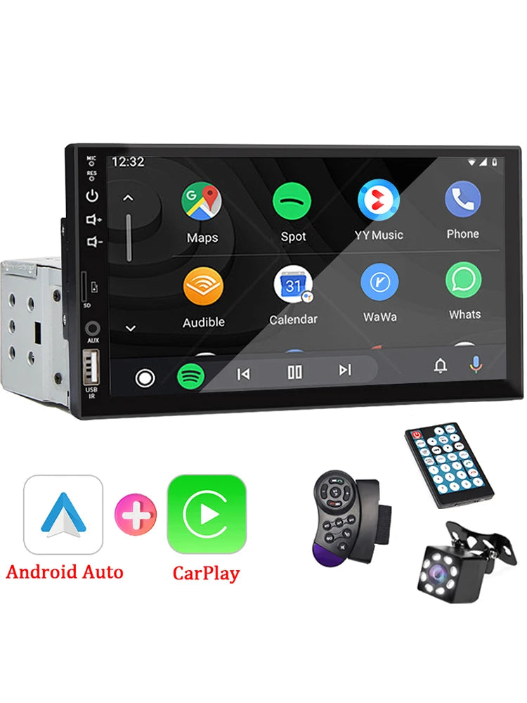 7“ Car Radio 1 Din Carplay Multimedia MP5 Player HD Touch Screen - Dude Essentials